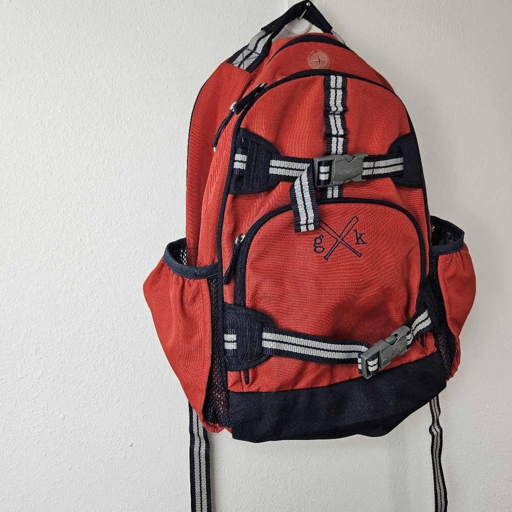 Pottery Barn Kids Mackenzie Red Navy Trim Solid Backpacks